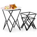 Cididu Set of 3 Metal Pizza Stand Holder, Tabletop Pizza Pan Riser Racks Serving Platter Tray for Party, Reusable Square Dessert Food Display Stand for Cakes, Appetizers, Wedding, Home, Buffet, Black