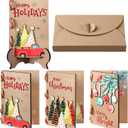 Colarr 3 Pcs Wooden Christmas Greeting Card Set Personalized Merry Christmas Greeting Card Gifts Handmade Blank Xmas Cards with Envelopes for Friends Family Xmas Party Favor Gifts