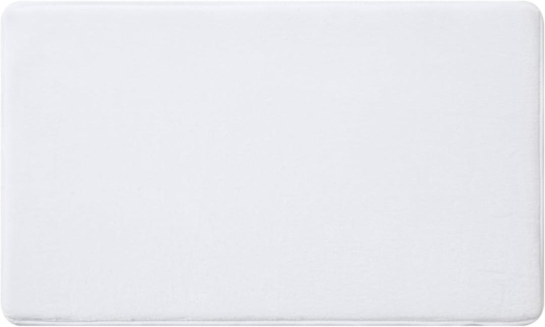 Clouds Premium Bath Rug - Ultra-Soft Flannel & Memory Foam Bath Mat, Non-Slip Backing for Bathroom Safety, Absorbent Floor Mat - 21 x 34 Inches (White)