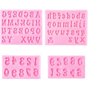 GELIFATLE Letters Molds and Numbers Molds, Silicone Fondant Mold Chocolate Molds, 0-9 Number and 26 Letters Silicone Molds for Baking Desserts and Cake Decoration (4 pack)