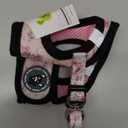 EcoBark Step in Dog Harness - Eco-Friendly Teacup Dog Harnesses for XXS, XS, and Small Dogs - Reflective and Adjustable Mini Body Halter -Tiny Soft Mesh Toy Breed Vest Under 5 lbs (Floral, XXS) (French Floral Pink)