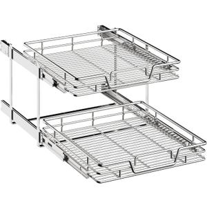 2-Tier Kitchen Cabinet Pull Out Shelf and Drawer Organizer Slide Out Pantry Storaqe Basket in Multiple Sizes (20" Wx 21" D,)