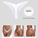 RELLECIGA Women's Thong Bikini Bottom Brazilian High Leg Bathing Suit Bottom (White, M)