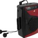 GPX Portable Cassette Player, Compatible With Headphone, 3.54 x 1.57 x 4.72 Inches, Requires 2 AA Batteries - Not Included, Red/Black (CAS337B) Black/Red