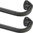 2 Pack Matte Black Curtain Rods 28-48", Room Darkening Curtain Rods Wrap Around Design, Metal Single Drapery Rod, Adjustable Blackout Curtains Rod for Window Darkening Curtains