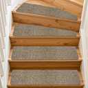 PURE ERA Cuttable Carpet Stair Treads Non Slip Stair Carpet Treads Trimable for Wooden Steps Indoor Peel and Stick Stair Protector Wahsable Reusable(14 Pieces, Cream Gray)