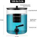 Glass Laundry Detergent Dispenser, 128 oz / 3.5L Fabric Softener Dispenser for Laundry Room Organization, Detergent Holder with 304 Spigot, Glass Soap Container (Black)