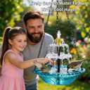 2026 New Solar Cascade Hanging Bird Bath Fountain Outdoor Bowl Bird Bath with Solar Pump, Large Hanging Fountain for Hummingbirds, Gardens, Patio & Backyard (Blue)