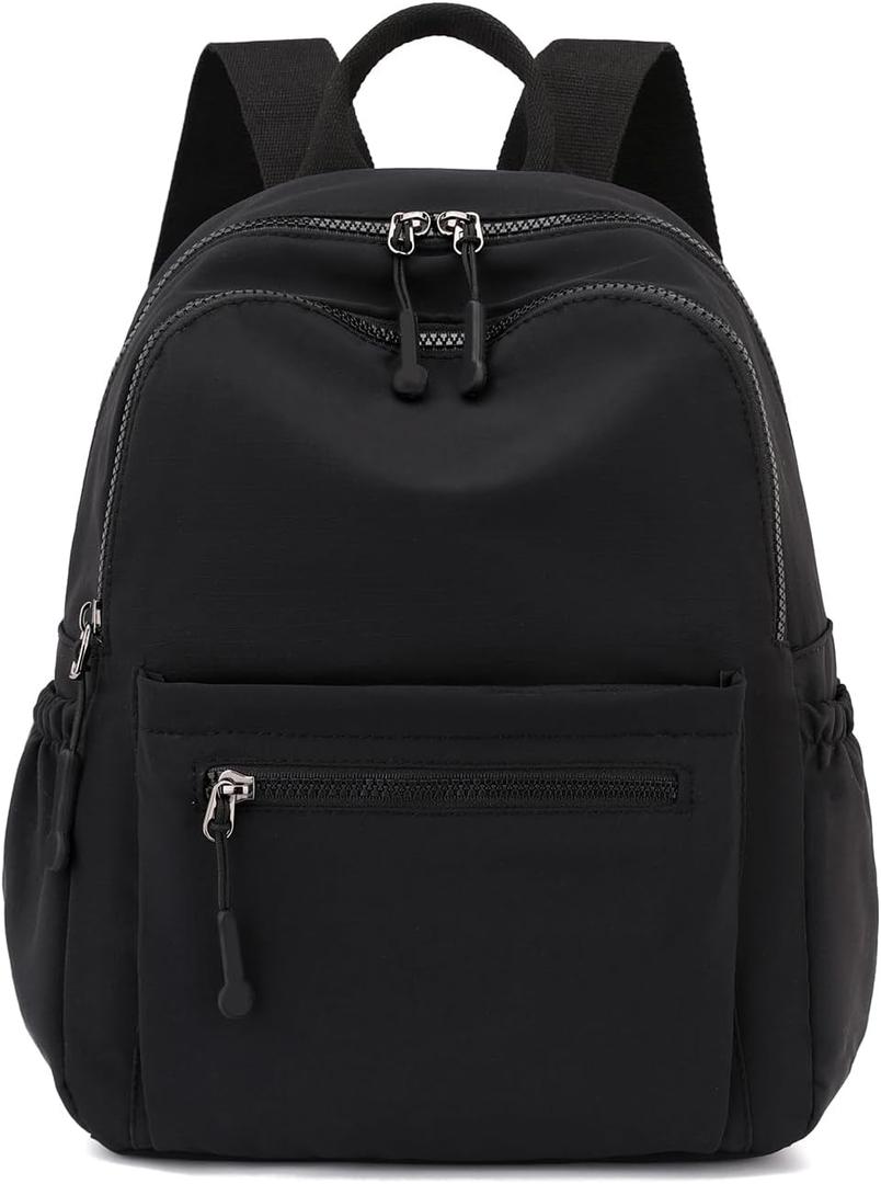 Tanweibago Mini Nylon Women Backpacks,11L Small Ladies backpacks Casual Lightweight Women Shopping Travel Daypack (Z1-black)