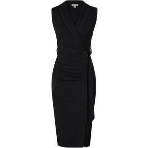 GRACE KARIN Women's Wear to Work Sleeveless Ruched Bodycon Office Pencil Midi Dresses with Belt (12, Black)