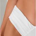 SHENHE Women's V Cut High Leg Ruched Mid Rise Bikini Bottom Swimwear Bathing Suit (White, L)