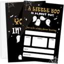 2 x Baby Shower Invitations, 4" x 6" Halloween Baby Shower Invites with Envelopes, Spooky Ghost Gender Reveal Party Decorations Supplies - B09