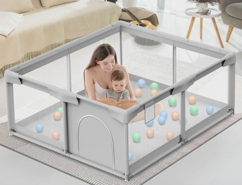 Baby Playpen Baby Playard, Play Pen for Babies and Toddlers with Gate, 50X50 Fen