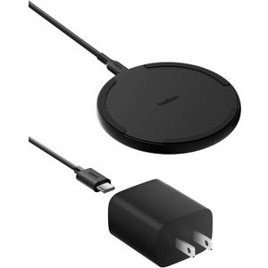 Belkin Wireless Charging Pad 15W - Qi Charger, Charging Station for Apple iPhone 17, iPhone 16/15/14 Series, AirPods, Samsung Galaxy S25, Galaxy S24, Pixel 10 - Power Supply and Cable Included - Black