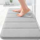 OLANLY Memory Foam Bath Mat 24x16, Super Soft Absorbent Bathroom Rugs, Quick Dry, Machine Washable Shower Floor Rugs, Bathmat Carpet, Bathroom Home Decor Accessories, Light Gray