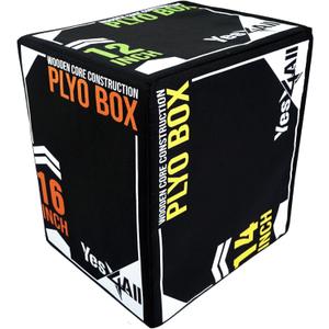 Yes4All 3-in-1 Soft-Padded Plyo Box With Wooden Core, Non-Slip Multi-Use Cushioned Plyometric Jump Box with Vinyl Cover for Jumping, Conditioning, Strength Training (A. Black Version)