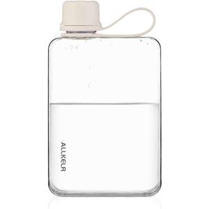 Portable Flat Water Bottle,BPA Free Reusable Tritan Plastic Travel Water Bottle Cup,Lightweight Leakproof Slim Water Bottle Fits Purse,Backpacking, Hiking (White, 17 oz)