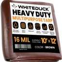 WHITEDUCK Super Heavy Duty Poly Tarp Cover 16 Mil with Grommets and Reinforced Edges (Brown- 16 Mil, 10' x 12')