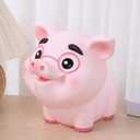 LOGOFUN Pig Molding Piggy Bank Vinyl Pig Coin Money Bank Creative Saving Pot for Home Office Desktop Decoration - Eyes Open