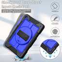 LTROP Case for Samsung Galaxy Tab A9+ Plus 11" 2023 (SM-X210/X216/X218), Heavy Duty Shockproof Protective Case with Rotating Stand, Hand/Shoulder Strap, Black/Dark Blue