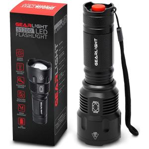 GearLight High-Powered LED Flashlight S1200 - Mid Size, Zoomable, Water Resistant, Handheld Light - High Lumen Camping, Outdoor, Emergency Flashlights (1 Pack, (Batteries Not Included))