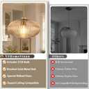 12" Mid Century Modern Pendant Light 2 Pack Amber Vintage Pendant Lights Kitchen Island Ribbed Glass Pendant Light Adjustable Hanging Pendant Light for Dining Room Bedroom (Bulb Included)