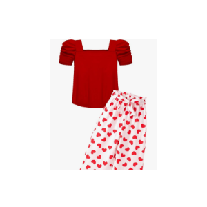 Arshiner Girls 2 Pieces Outfits Kids Square Neck Puff Sleeve Tops and Pants Set with Pockets 6-14 Years/140