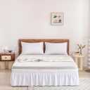 Wrap Around Bed Skirt - White King Size Bed Skirt with 12 Inch Drop, Adjustable Elastic Dust Ruffles Easy Fit, King Bed Skirts with Jacquard Texture, Easy Install