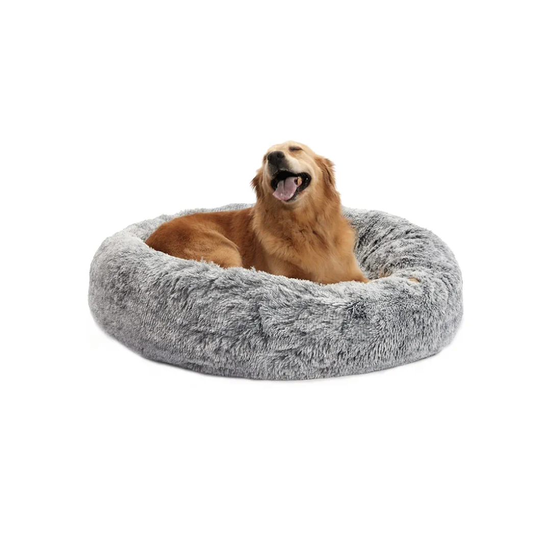 Nisrada Dog Bed for Large Dogs, 56 inch Calming Dogs Bed, Washable-Round Cozy Soft Pet Bed for Large Dogs with Slip-Resistant Bottom