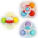 Sensory Toys for Toddlers 1-3, Suction Cup Spinning Top, Baby Gifts Idea for Boy & Girl Toddler 3pcs Suction Cup Spinner Toy for 12-18 Months (Spaceship Series)
