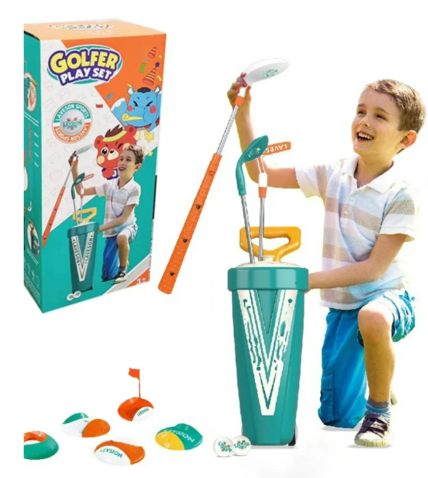 Kids Toddler Golf Set, Upgraded Kids Golf Cart，Unique Metal Golf Club Design, Indoor and Outdoor Golf Toys Sports Gift for Boys and Girls Aged 3-8 Years Old