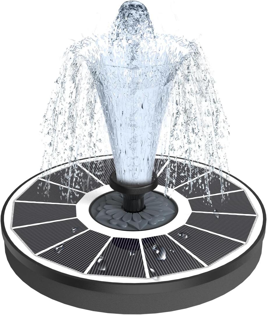 Solar Fountain Upgraded High Efficiency Glass Solar Panel, Solar Bird Bath Fountains with Flower No Battery,Solar Water Pump Fountain for Bird Bath Garden Small Ponds Outdoor Dcor(White)