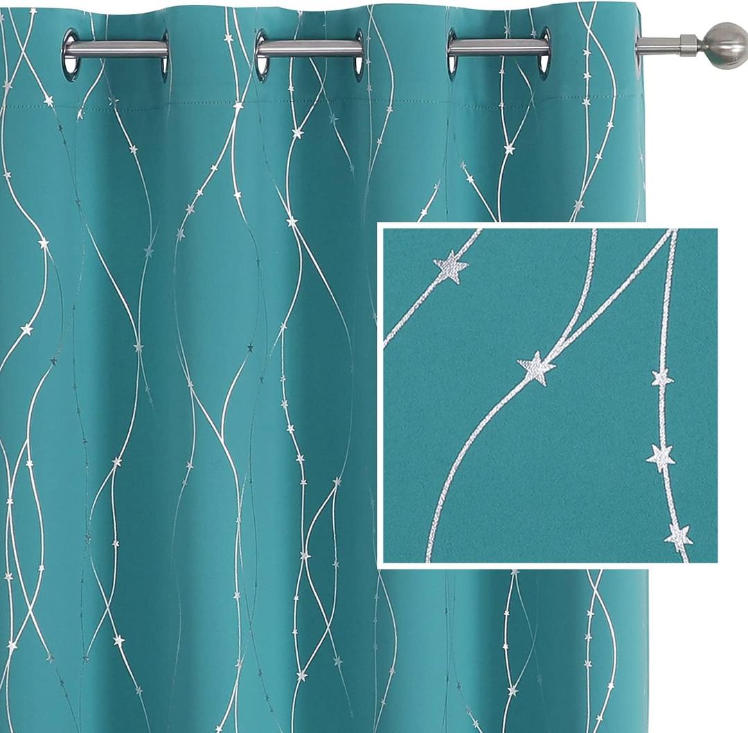 SMILE WEAVER Turquoise Blackout Curtains for Bedroom 54 Inch Long,Room Darkening Soft Thick Thermal Insulated Light Blocking Window Drapes for Living Room/Nursery 2 Panels,Teal Green