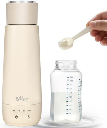 Bear Milk Warmer, Fast Water Warmer for Baby Formula with 10 Oz Large Capacity, Accurate 4 Temp Setting and Automaticlly Keep Warm, Portable Bottle Warmer(No Battery, 110V Only)