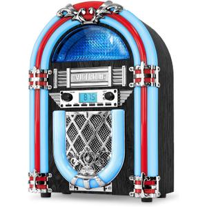 Victrola Redding Tabletop Bluetooth Jukebox with Built-In Speaker, 3.5mm Aux and RCA Output, Classic 50's Retro Design, Color-Changing LED Light, AM/FM Radio, Wireless Music Streaming