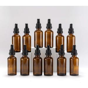 YIZHAO Amber Glass Dropper Bottle 2oz, Tincture Bottles with Glass Dropper, for Essential Oils, Aromatherapy, Cosmetic, Laboratory, Pharmacy, Liquids, Travel 12 Pcs