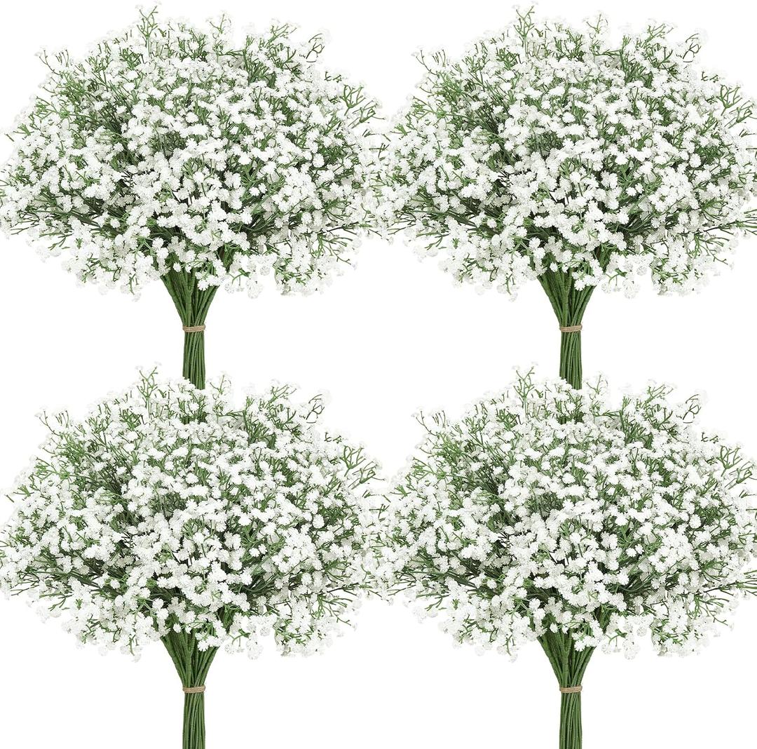Roberly 30 Pcs Babys Breath Artificial Flowers, 22" Fake Gypsophila Flowers with Long Stems Real Touch Faux Greenery Plants DIY Flores Bouquet for Vase Wedding Floral Party Outdoor Garden Home Decor