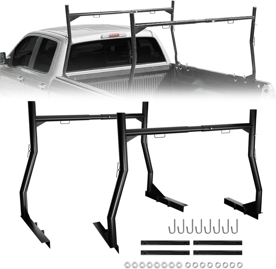 Truck Ladder Racks, Extendable Steel Truck Ladder Rack fit Most Truck Bed Ranging from 46" to 71" Wide, 800Ibs Capacity for Kayak, Surfboard, Lumber, Ladder