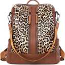 CLUCI Leather Backpack Purse for Women Convertible Large Travel Ladies Designer Fashion Casual College Shoulder Bag (0-1 Leopard Pattern)