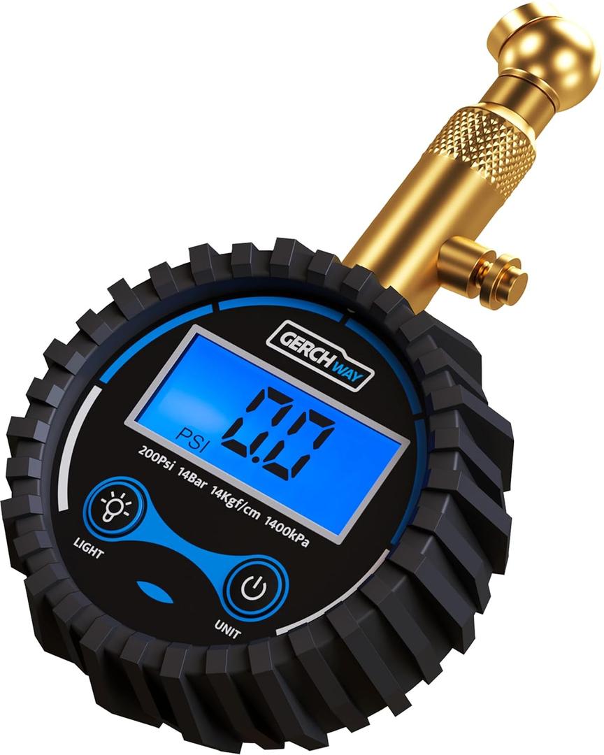 Digital Tire Pressure Gauge for Cars - Accurate Air Pressure Gauge for Tires with 360 Swivel Chuck - 200 PSI