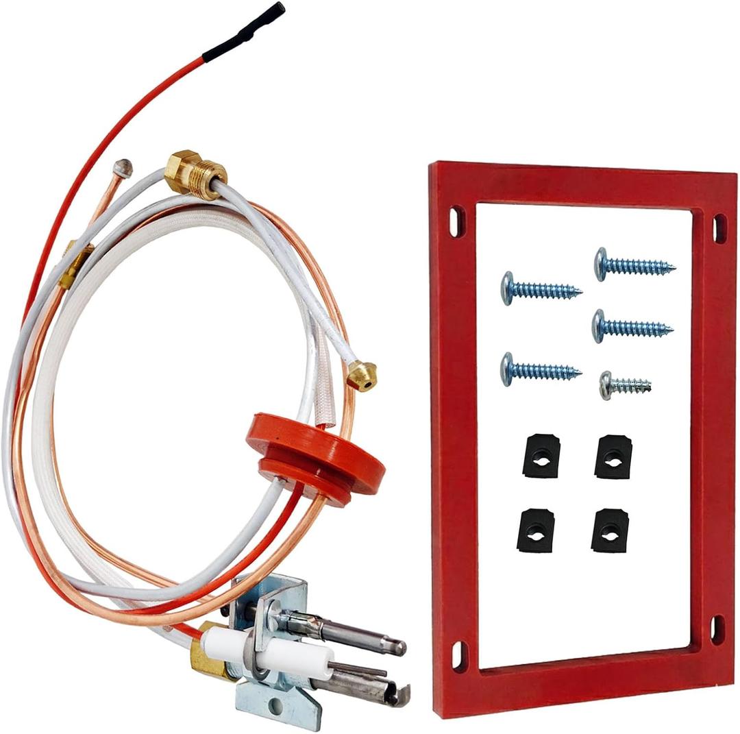 Upgraded SP20075 SP20305A Pilot and Igniter Assembly Kit Compatible with Richmond Water Heater Pilot Assembly, for PROTECH, GE, Rheem Natural Gas Water Heater Parts, Includes Burner Door Gasket