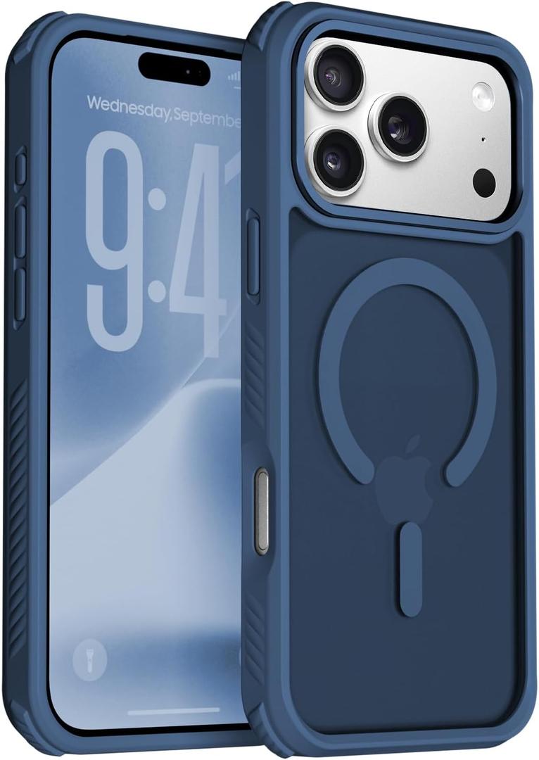 Magnetic for iPhone 17 Pro Max Case, [Compatible with Magsafe] [Military-Grade Protection] [Translucent Matte] Anti-Scratch Back, Non-Slip, Shockproof Protective Phone Cover 6.9", Blue