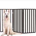 Indoor Pet Gate - 3-Panel Folding Dog Gate for Stairs or Doorways - 54x32-Inch Tall Freestanding Pet Fence for Cats and Dogs by PETMAKER (Brown)