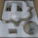 4-Light Brushed Gold Chandeliers for Dining Room, 15.6" Farmhouse Geometric Pendant Light Fixture for Entryway Foyer Kitchen Bathroom Over Sink