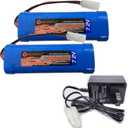 GEILIENERGY 7.2V RC Battery Pack (2 Pack) 3800mAh High Capacity 6-Cell NiMH Flat Battery Pack w/Standard Tamiya Connector+7.2V Smart Charger (1 PCS)
