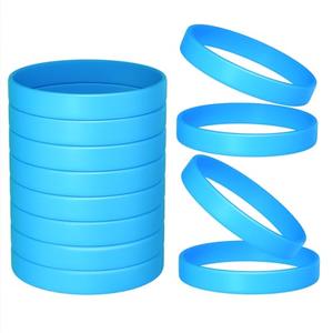 Morcheiong 12 Pieces Silicone Bracelets- Light-Blue Color Blank Rubber Wristbands for Adults Teen Party Favors