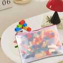 2 x Mesh Zipper Pouch Bag, A3 Zipper File Bag for Organizing Storage, Waterproof, Pink, 17" x 12"/44cm x 32cm