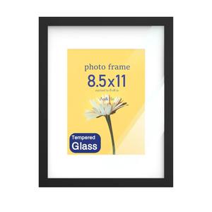 8.5 x 11 Picture Frame Set of 1, Black Photo Frame, Wooden Picture Frame with High Definition Glass for Wall & Tabletop Display