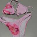 MakeMeChic Women's Polka Dots Triangle Thong Bikini Sets Floral Cute Bathing Suit Swimsuits, Medium