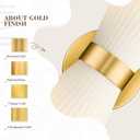 Gold Sconce Wall Lighting, HWH Single Wall Vanity Light Fixture Brushed Gold Wall Sconce Lamp, Modern Indoor Up Down Wall Light with Frosted Milk White Striped Glass Shade, 5HZG97B-2W BG